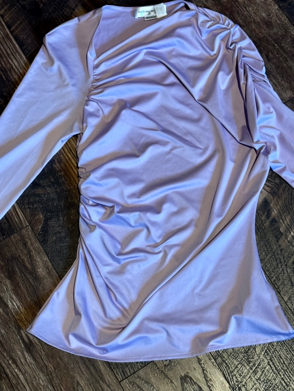Victoria Beckham Lavender Ruched Stretch-Jersey Asymmetric Top